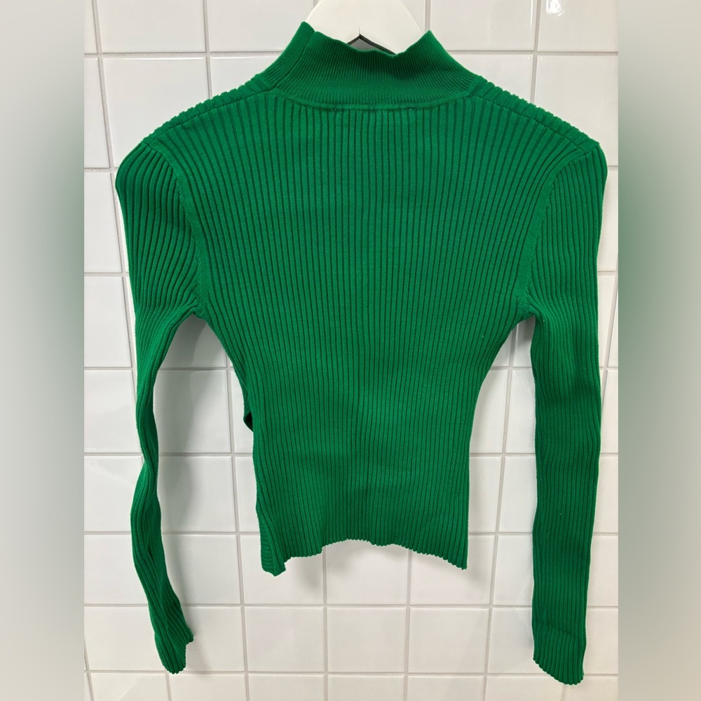 Zara Green Ribbed Knit Top - Picture 3 of 4
